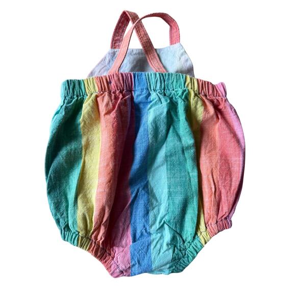 Hanna Andersson Rainbow Stripe Bubble Romper 0–3M Organic Cotton - Picture 2 of 5